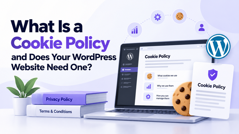 Cookie Policy for WordPress websites with cookie settings and privacy policy illustration