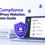 GDPR compliance for WordPress websites guide with legal pages and data protection shield